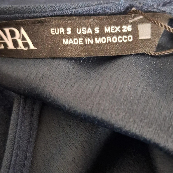 Zara "NEW" Dark Blue Romantic Goth Front Slit Witchy Cocktail Midi Dress Size S - Picture 8 of 9